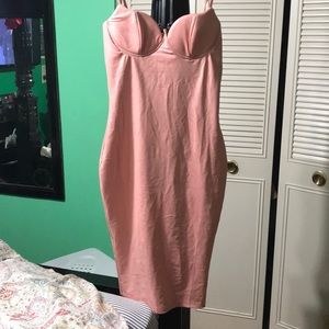 Fashion Nova latex like  peach dress